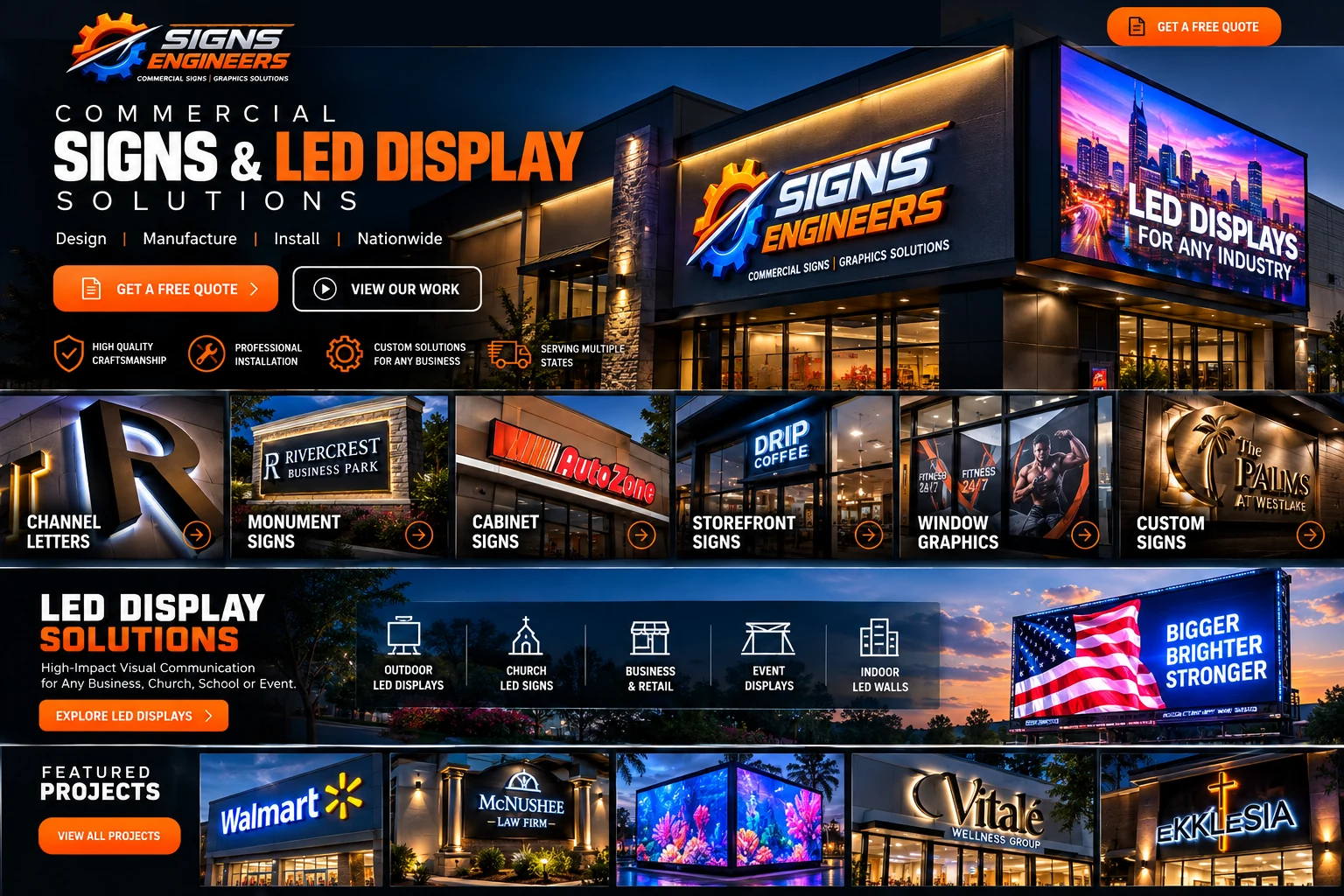 Signs Engineers illuminated commercial signage and LED display concept